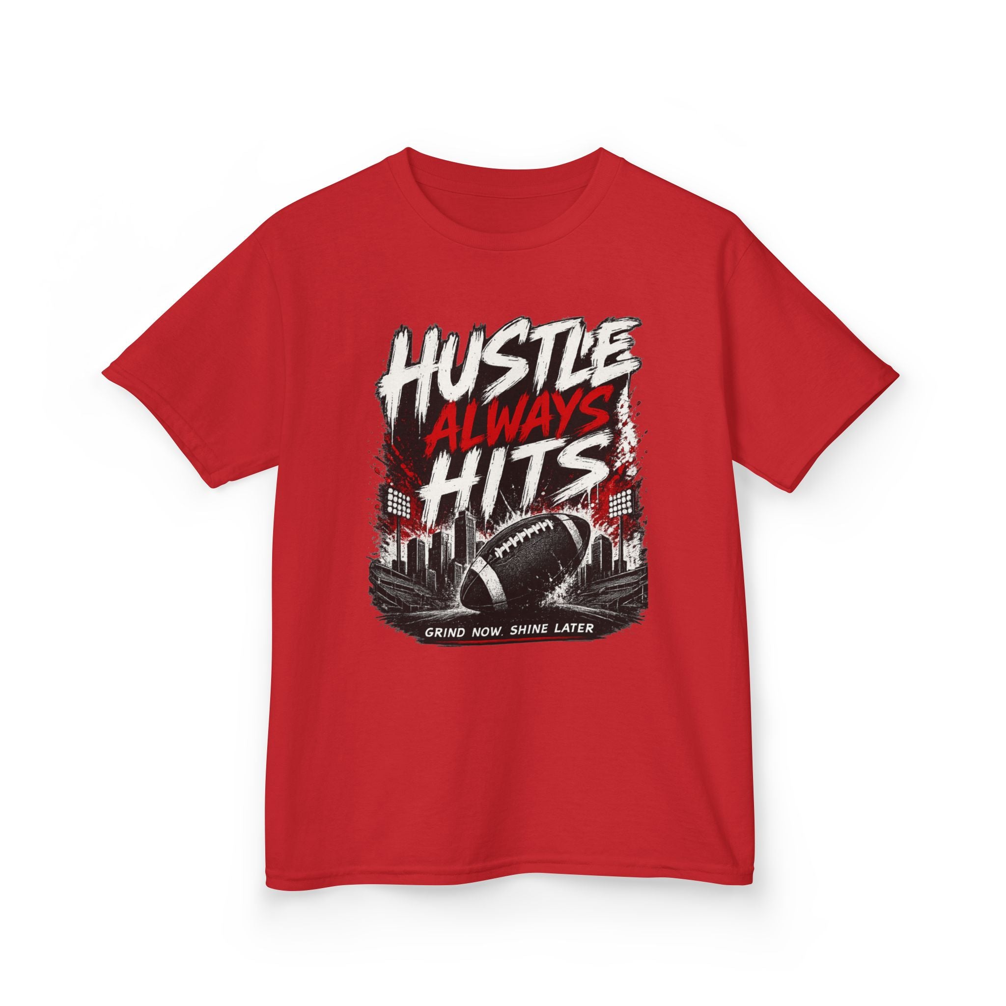 Hustle Always Hits Kids Football T-Shirt