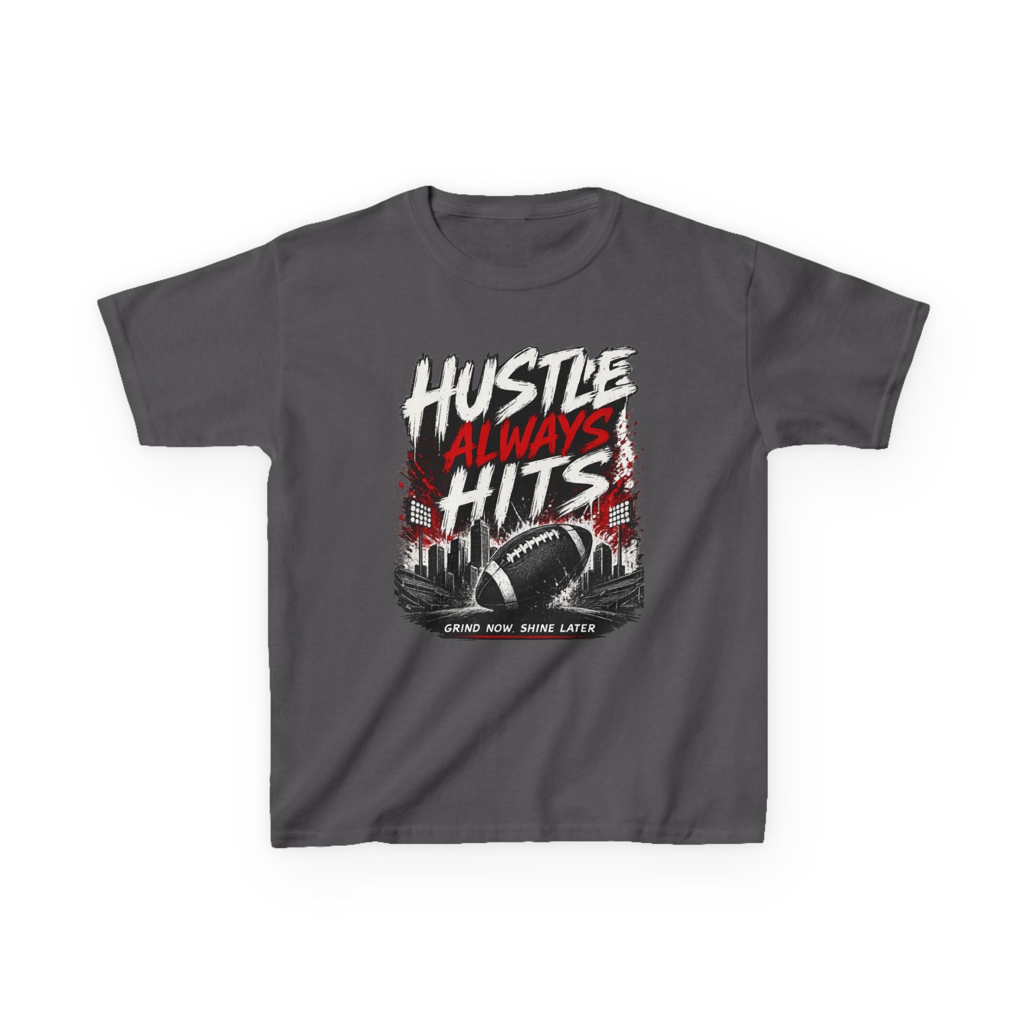 Hustle Always Hits Kids Football T-Shirt