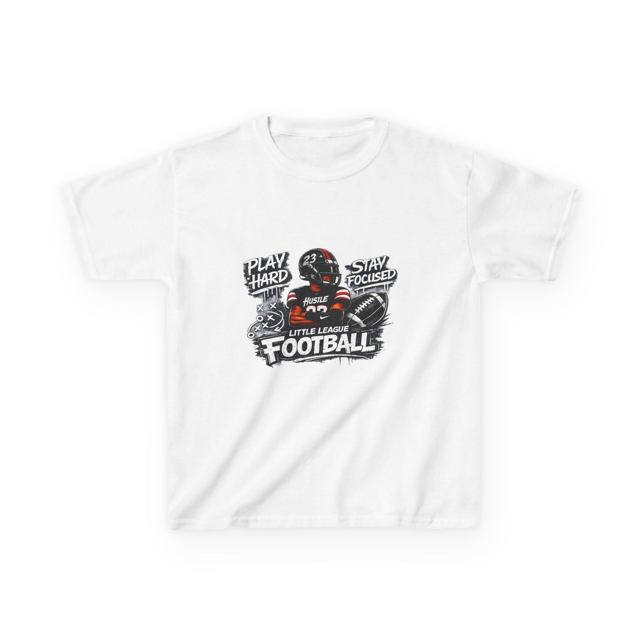 Play Hard Stay Focused Little League Football Kids T-Shirt