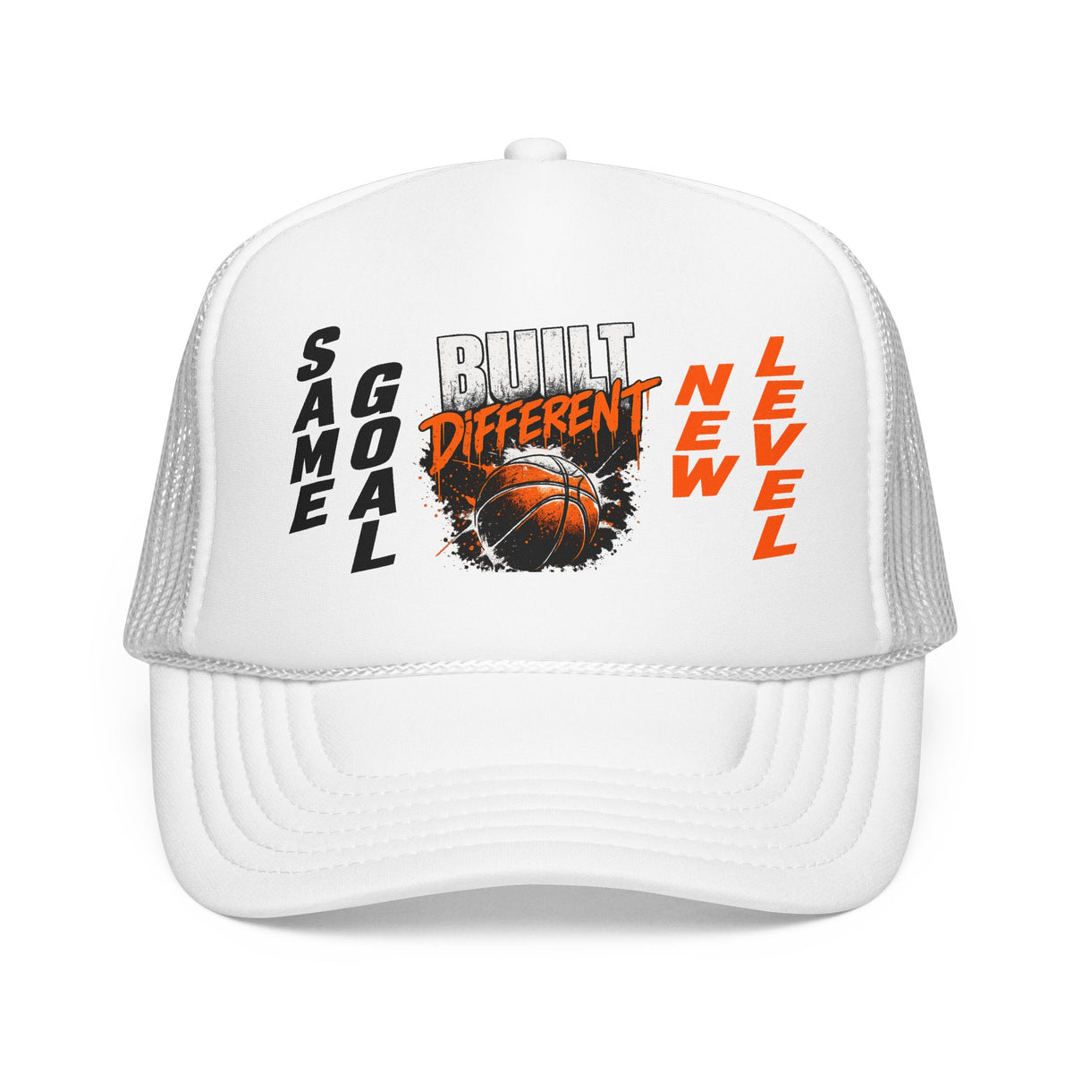 Built Different "Same Goal, New Level" Basketball Trucker Hat