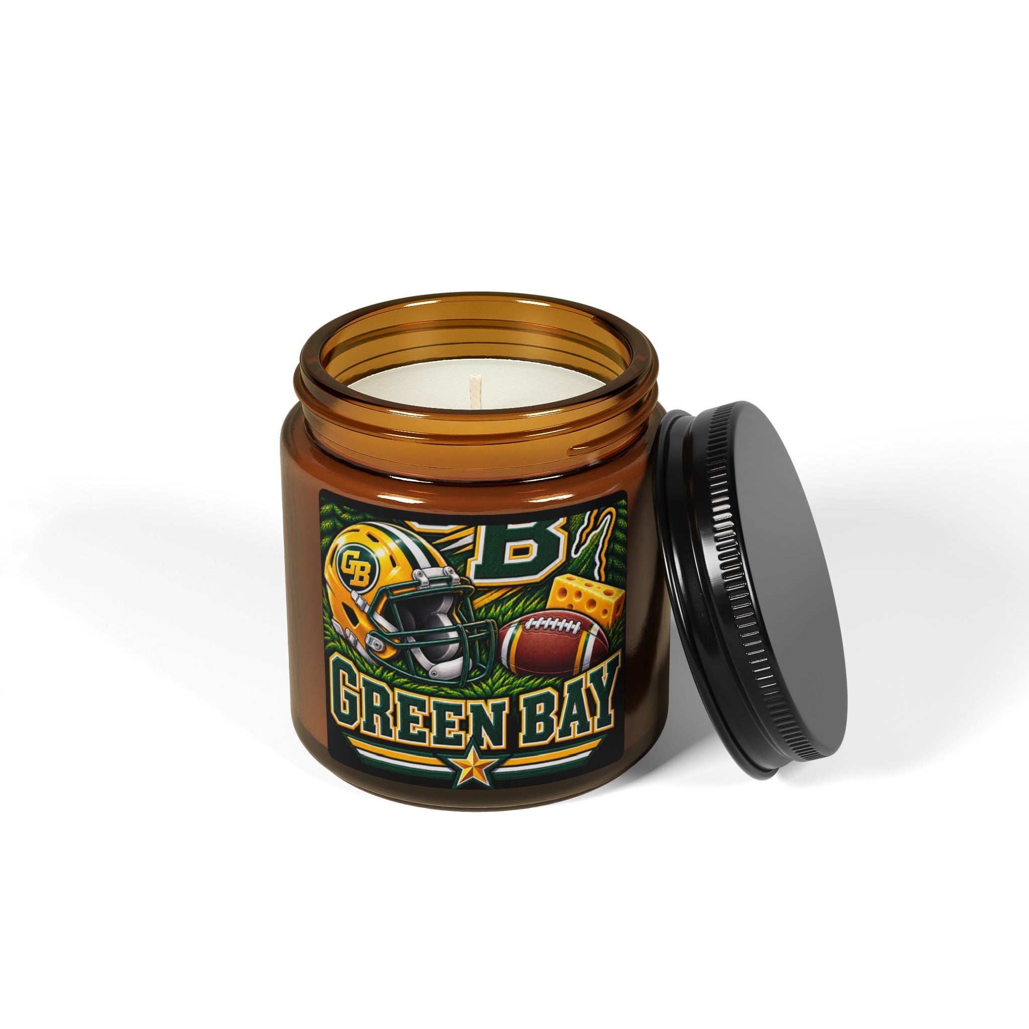 Green Bay Football Soy Candle (4oz, Amber Jar)