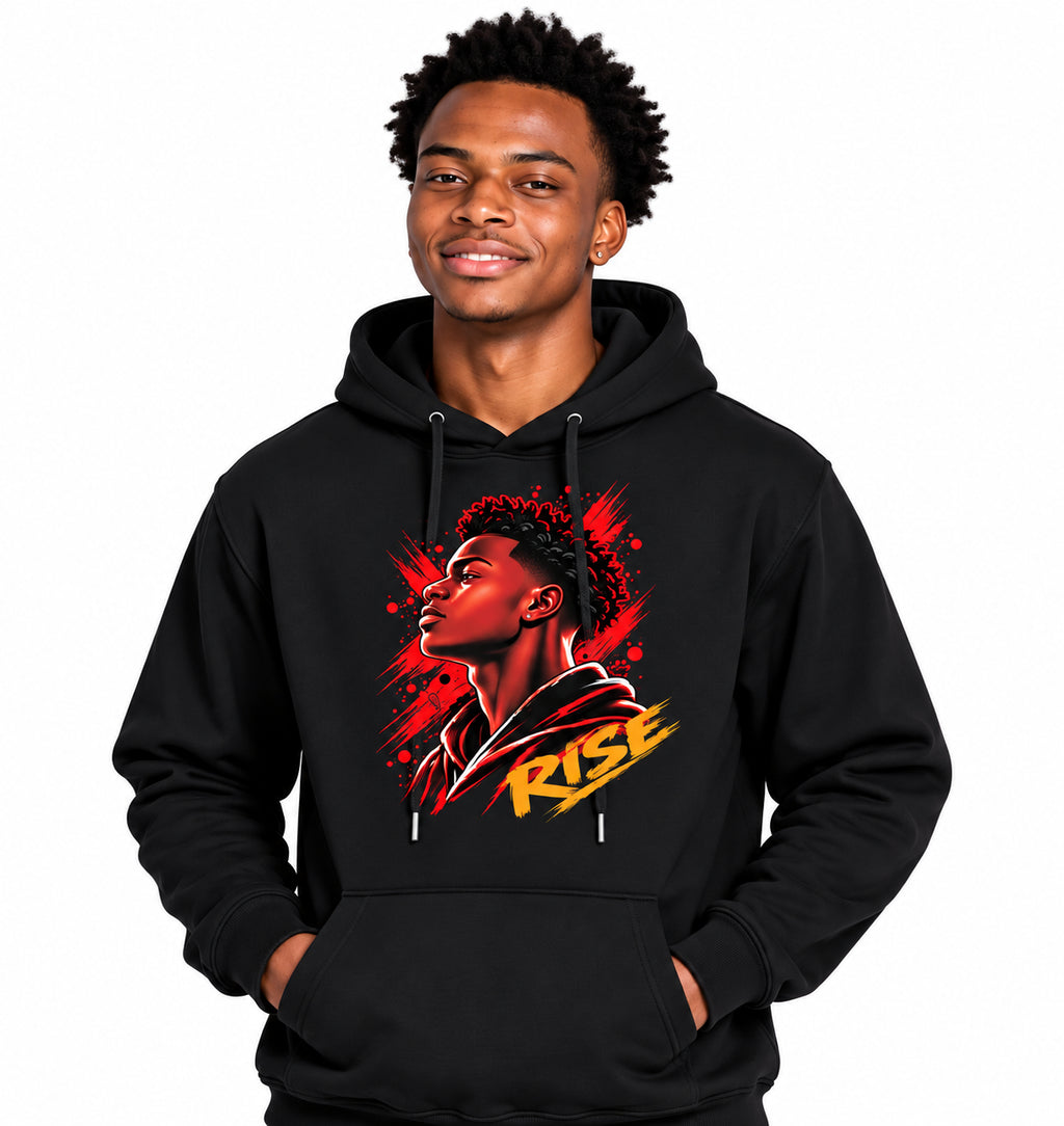 RISE Red Graphic Heavyweight Unisex Cotton Hoodie