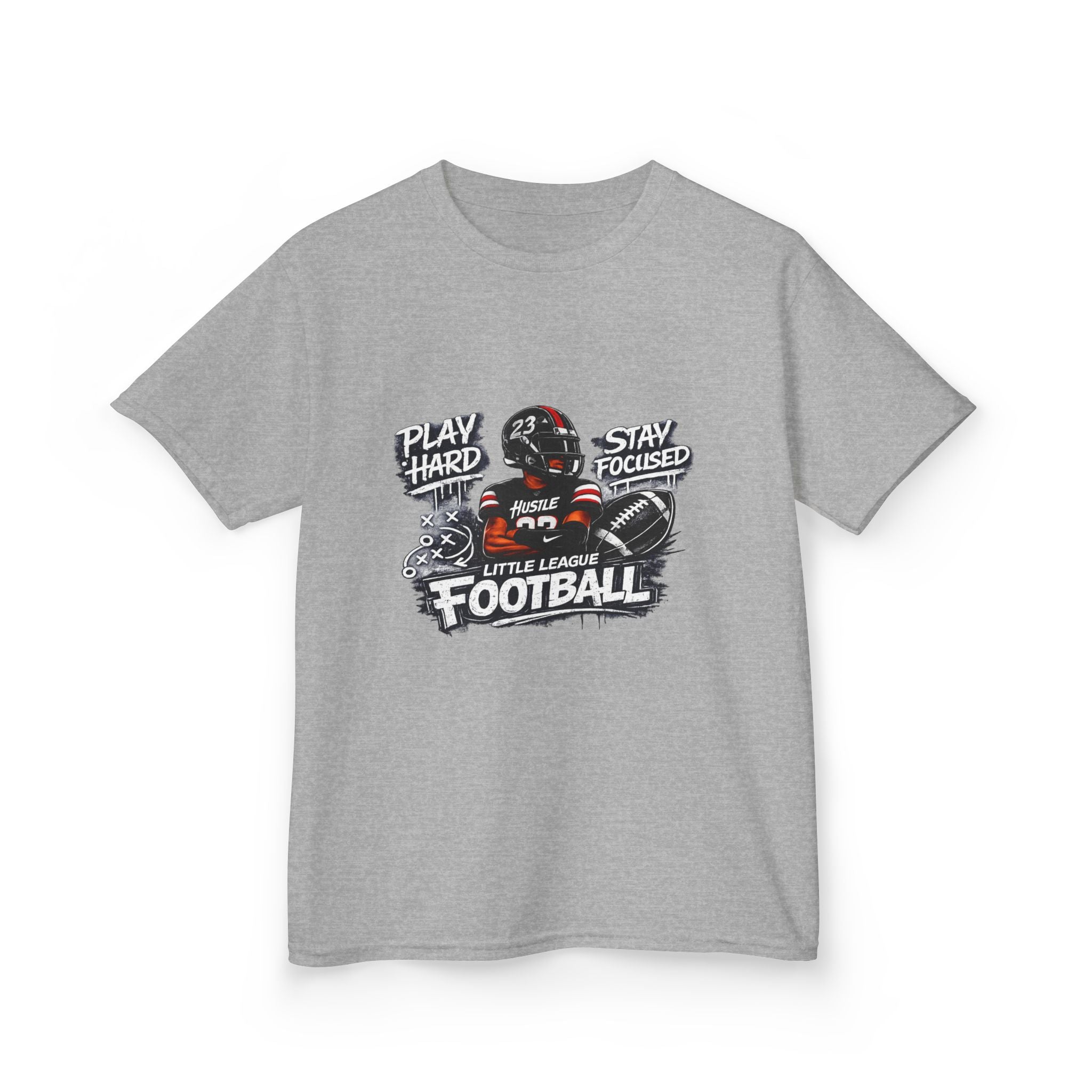 Play Hard Stay Focused Little League Football Kids T-Shirt