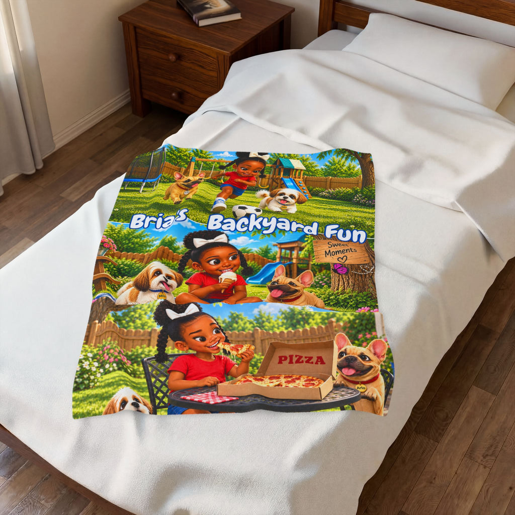 Bria’s Backyard Fun 3-Scene Velveteen Blanket