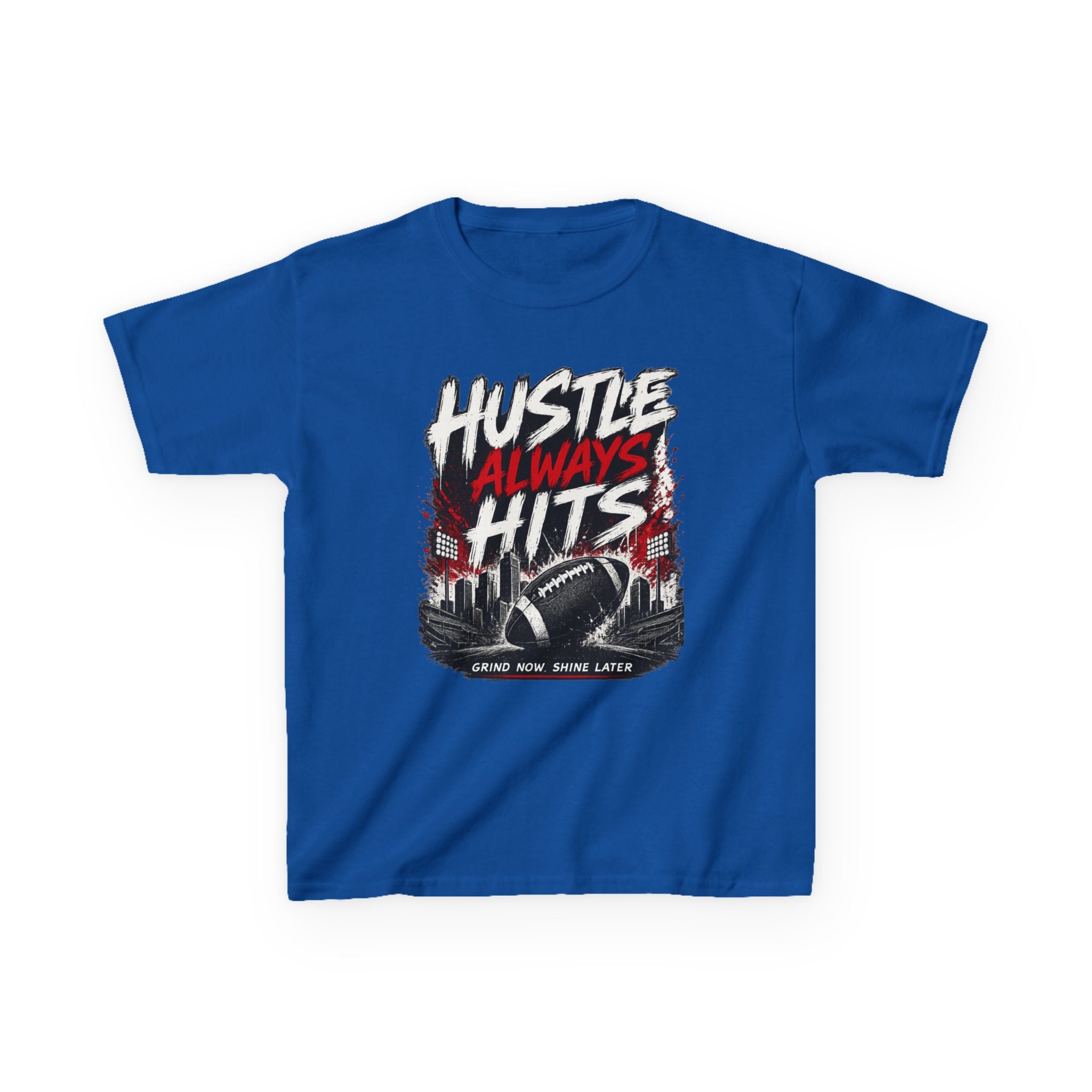 Hustle Always Hits Kids Football T-Shirt
