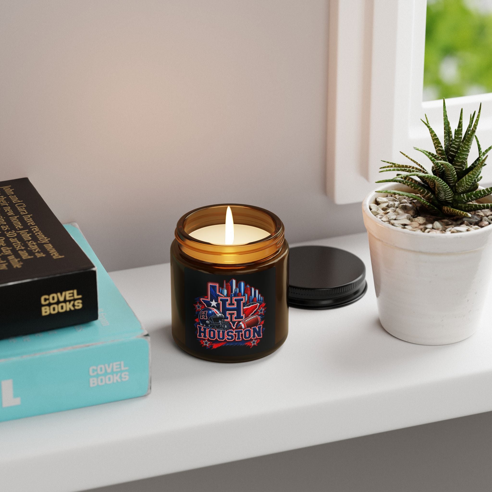 Houston Football Soy Candle (4oz, Amber Jar)