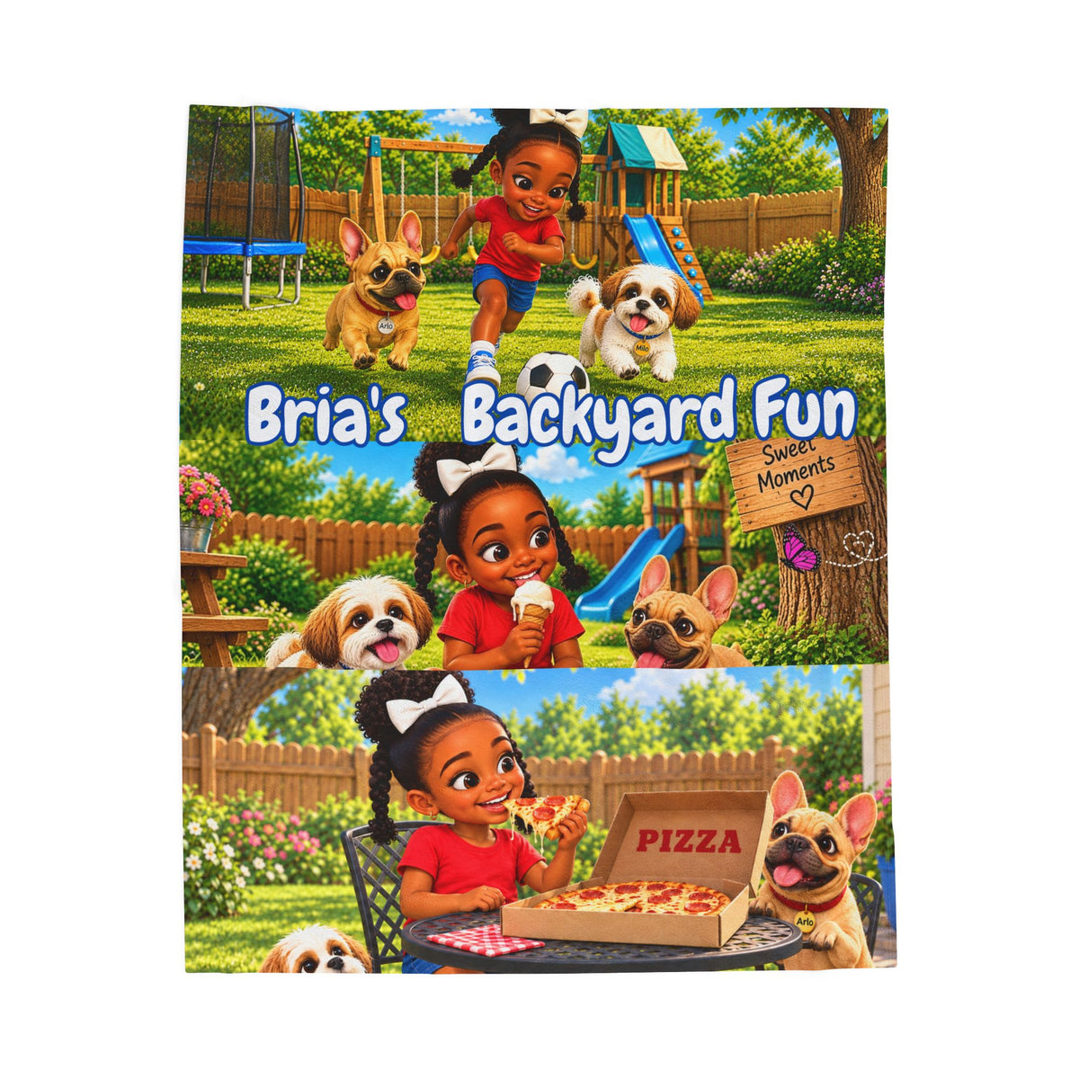 Bria’s Backyard Fun 3-Scene Velveteen Blanket