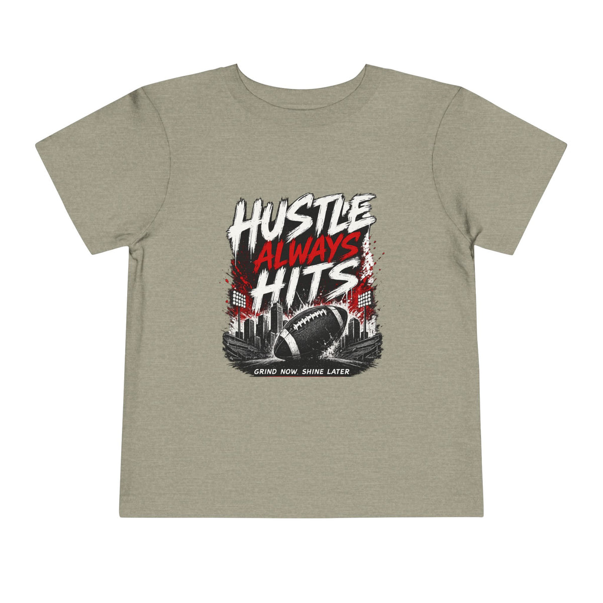 Hustle Always Hits – Toddler Motivational Football T-Shirt