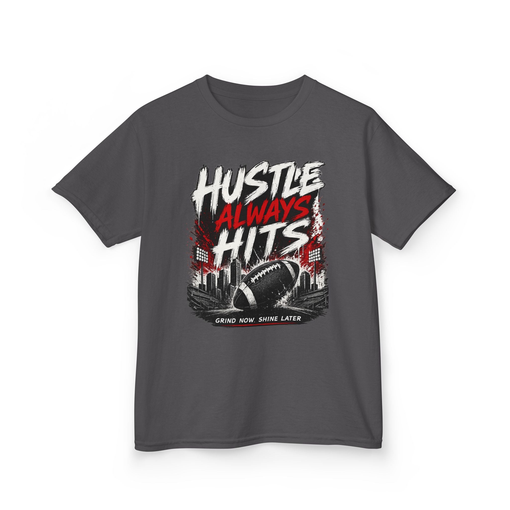 Hustle Always Hits Kids Football T-Shirt