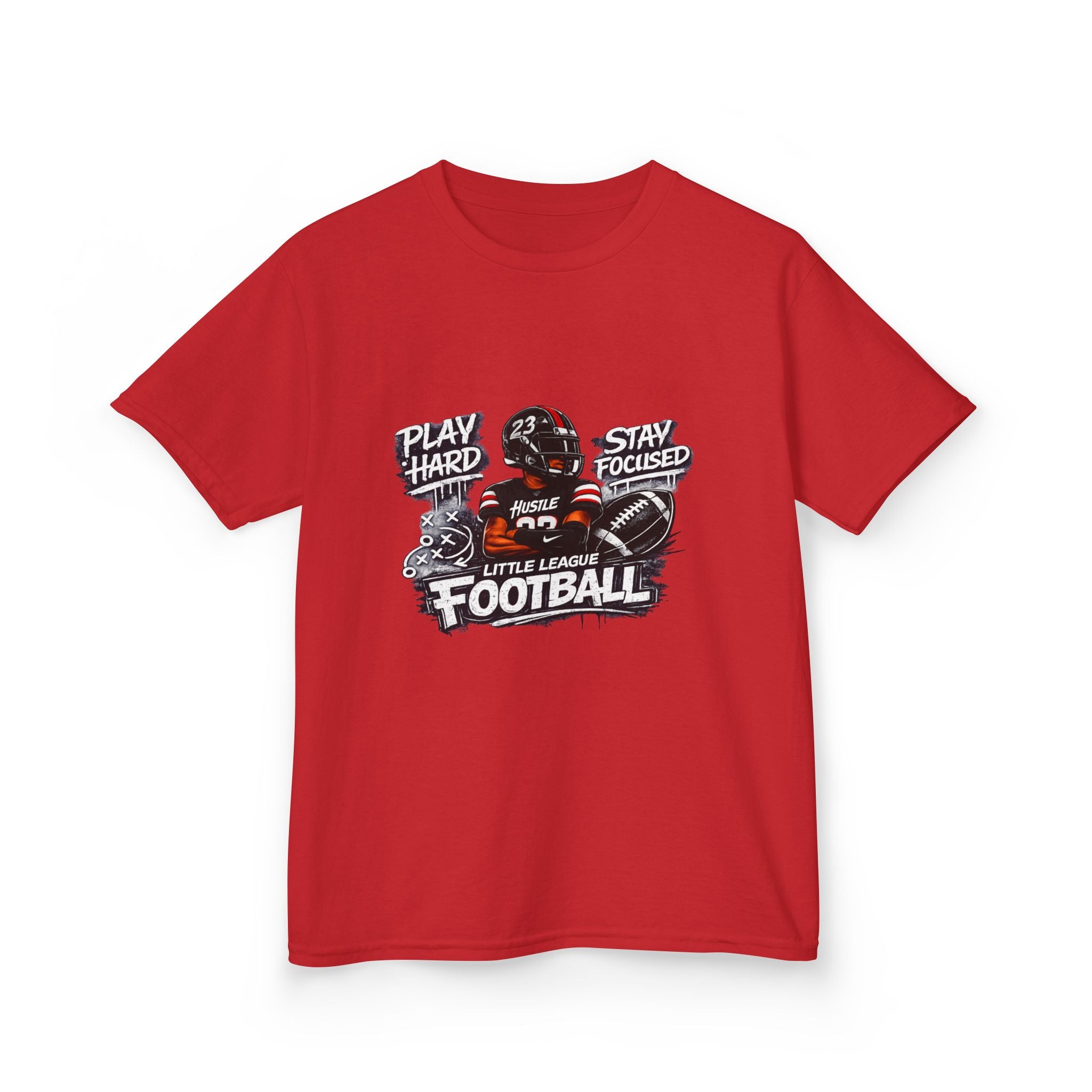 Play Hard Stay Focused Little League Football Kids T-Shirt