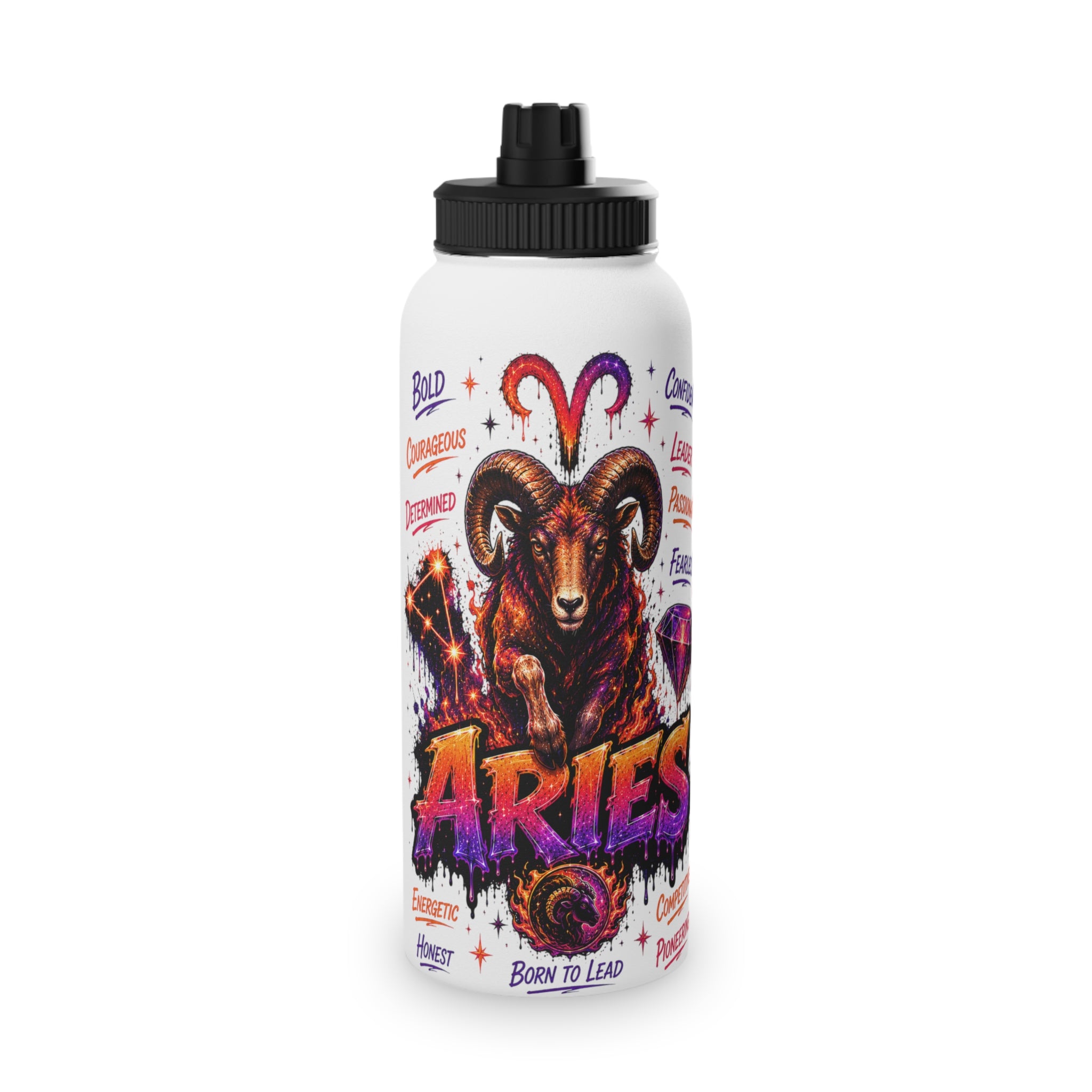 Aries Stainless Steel Water Bottle, Sports Lid
