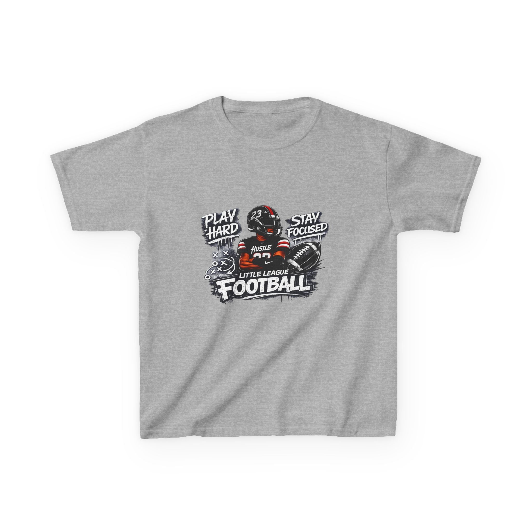 Play Hard Stay Focused Little League Football Kids T-Shirt