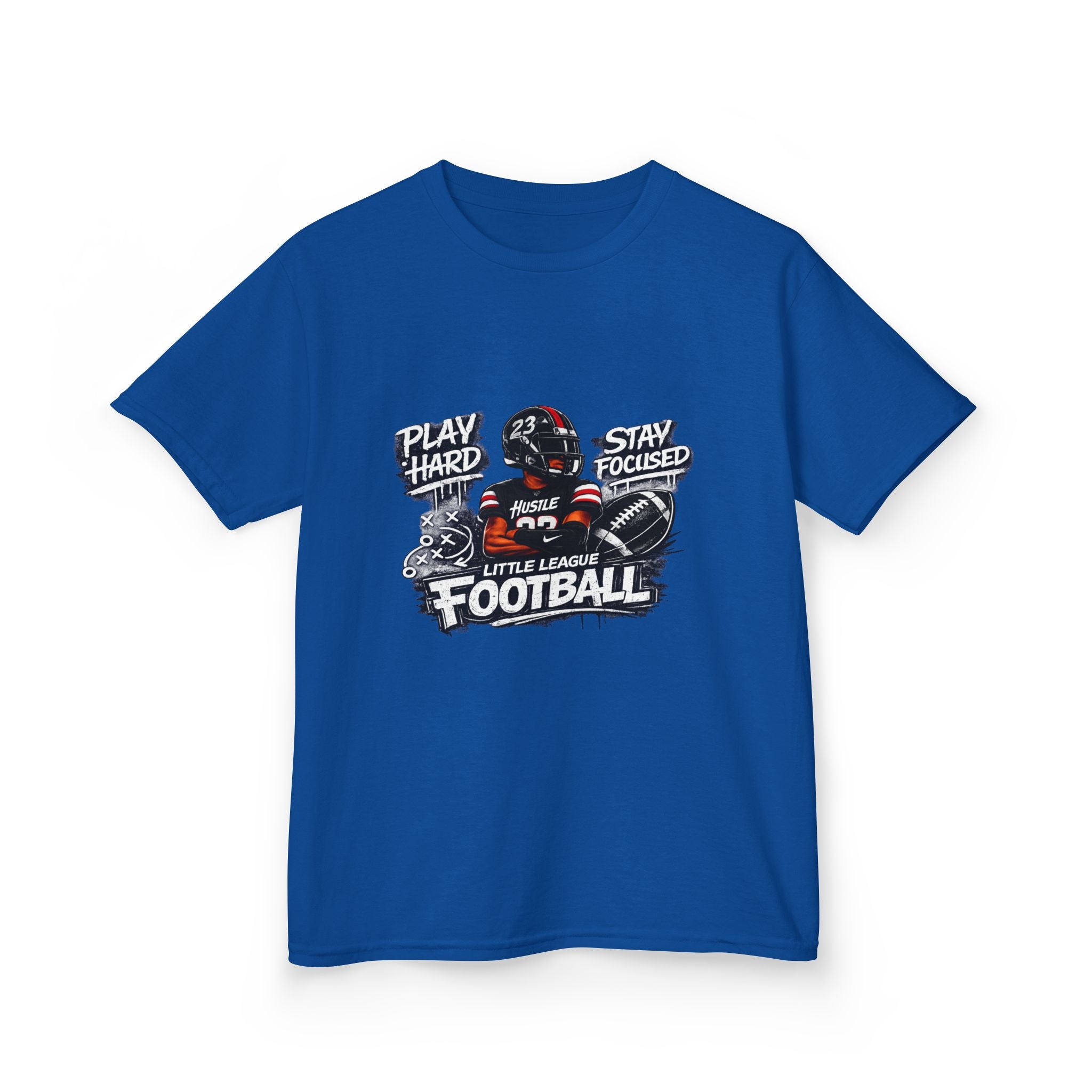 Play Hard Stay Focused Little League Football Kids T-Shirt
