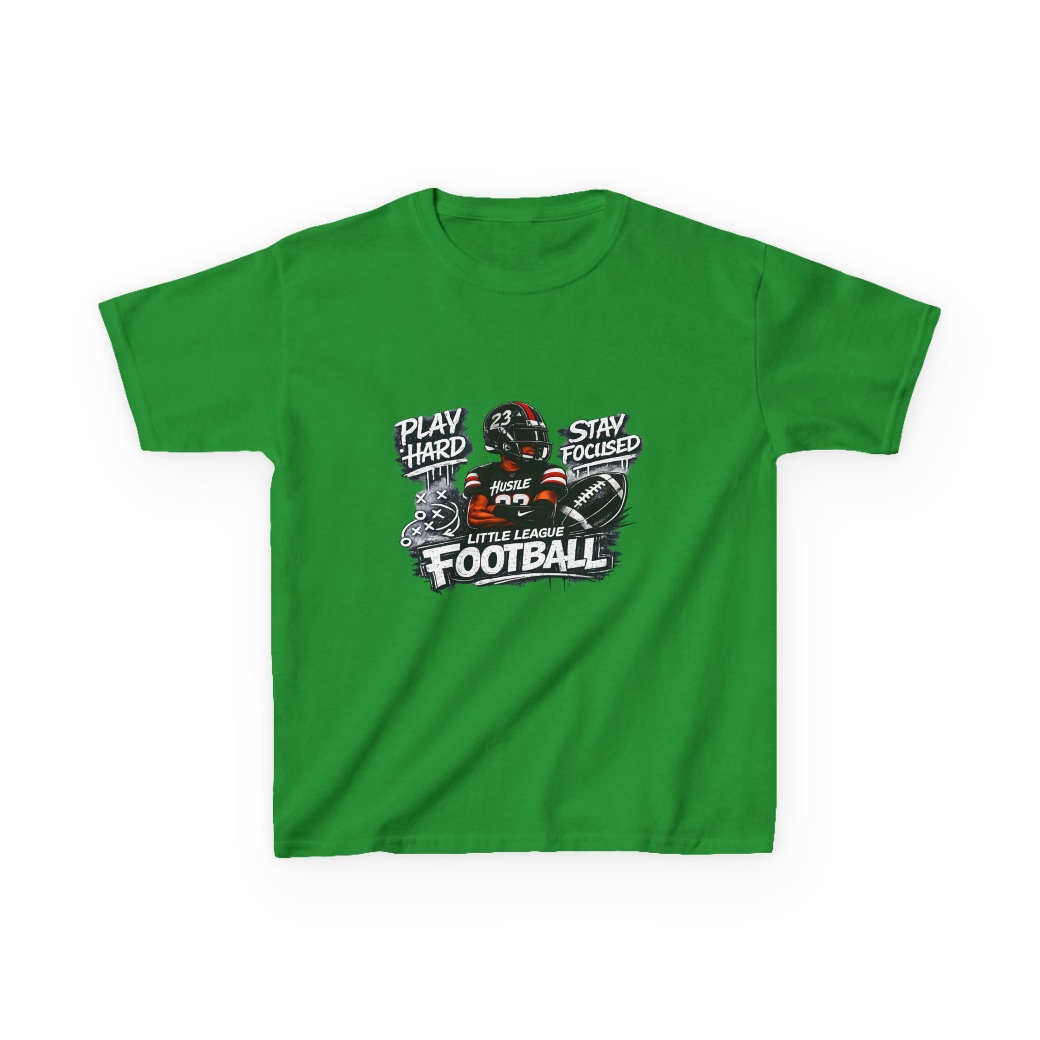 Play Hard Stay Focused Little League Football Kids T-Shirt
