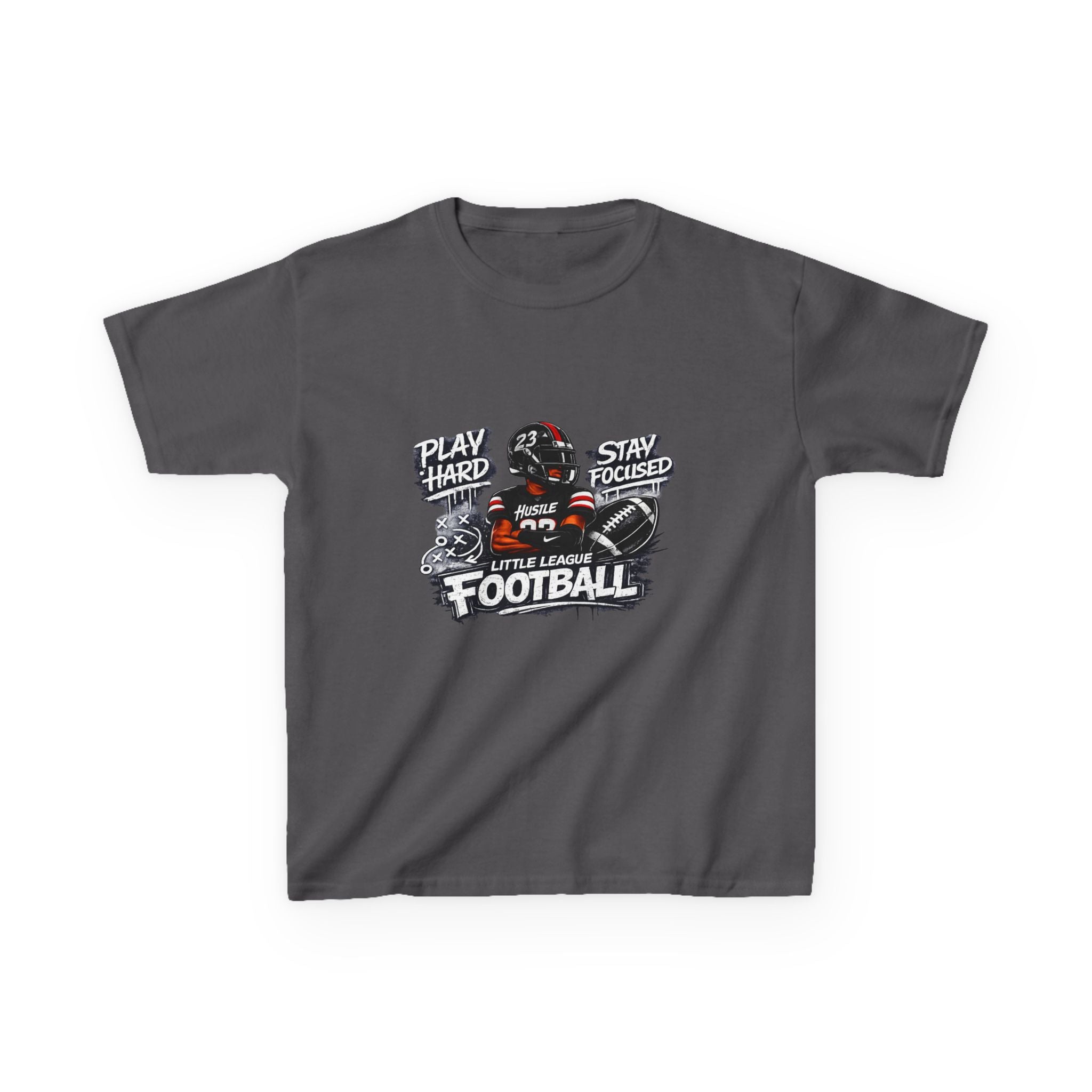 Play Hard Stay Focused Little League Football Kids T-Shirt