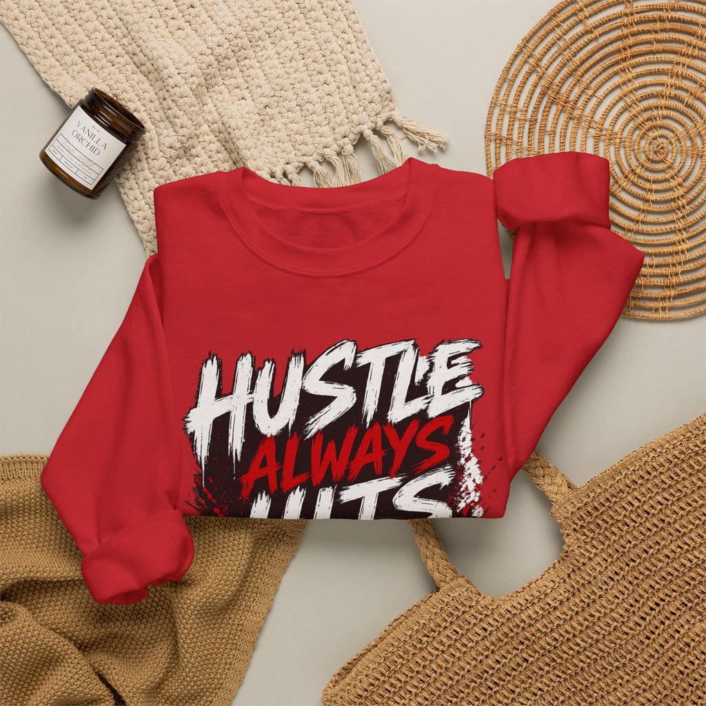 Hustle Always Hits Football Crewneck Sweatshirt