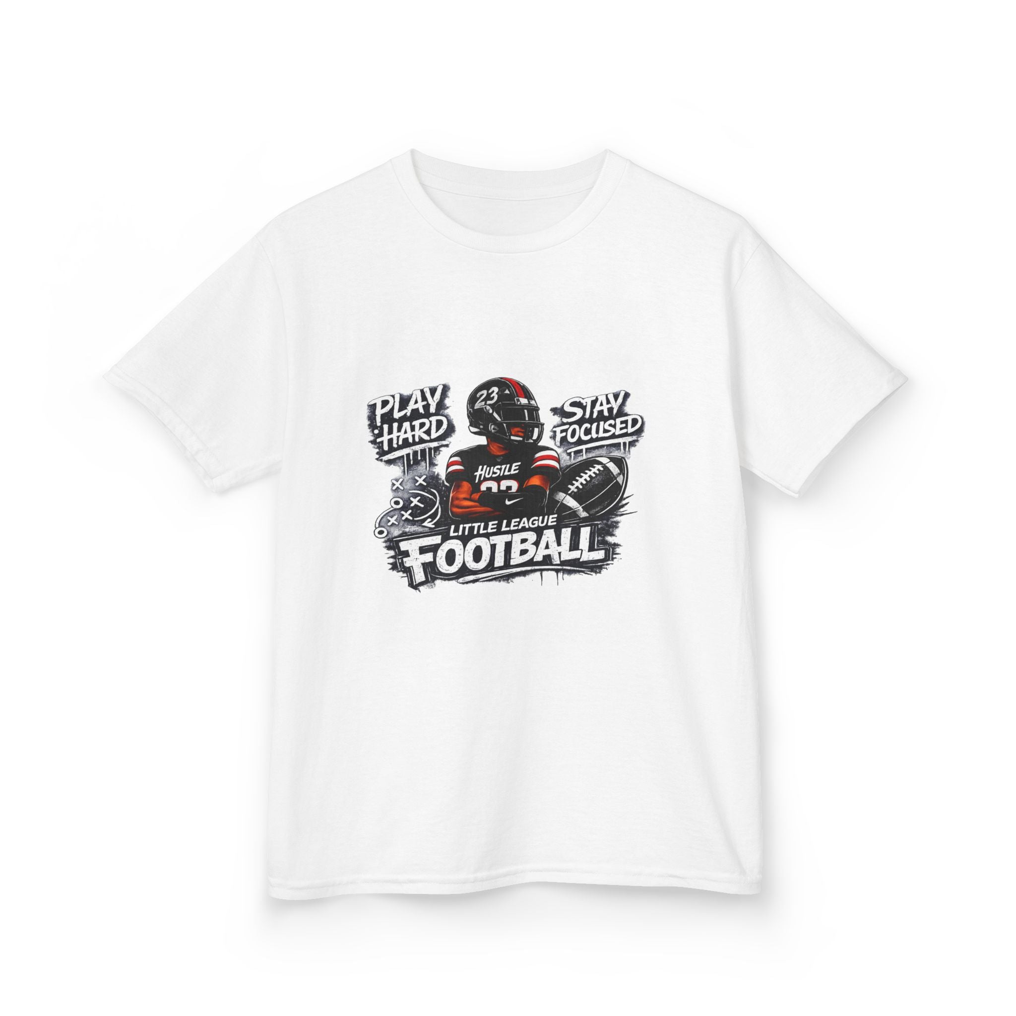 Play Hard Stay Focused Little League Football Kids T-Shirt