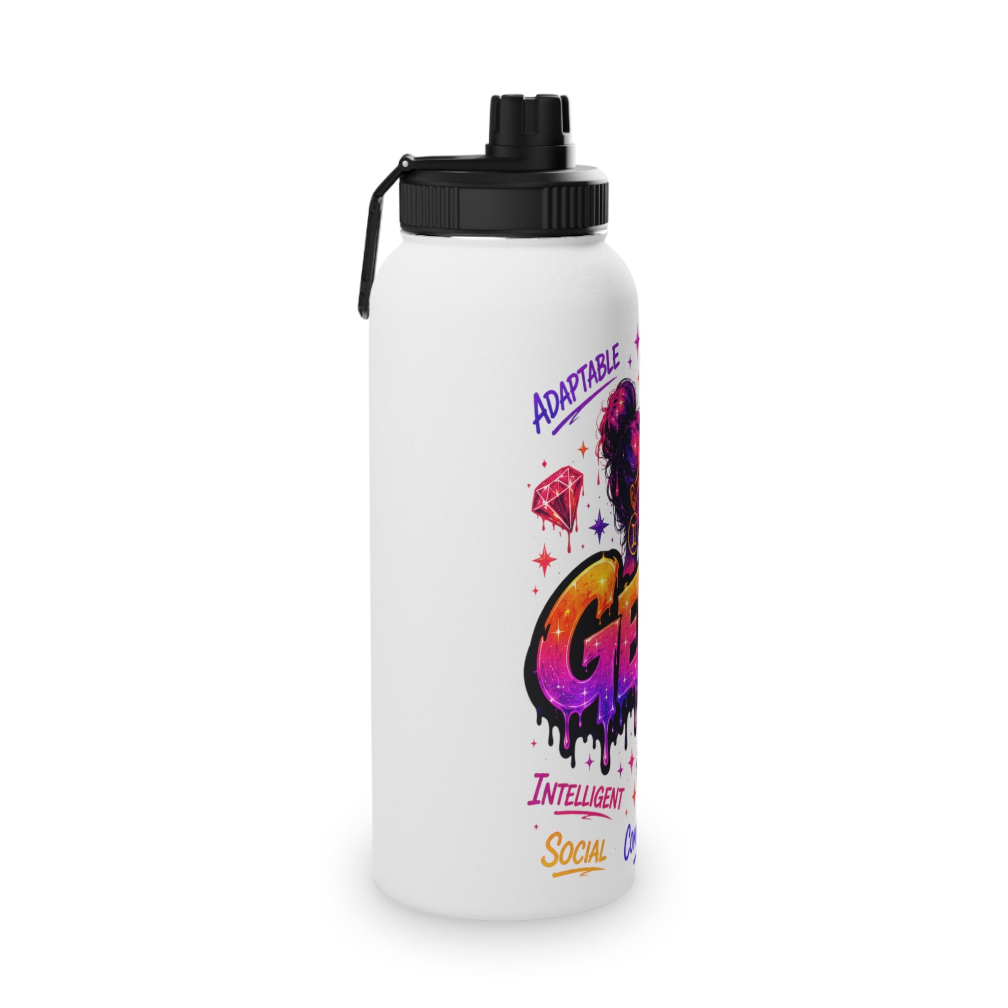 Gemini Stainless Steel Water Bottle, Sports Lid