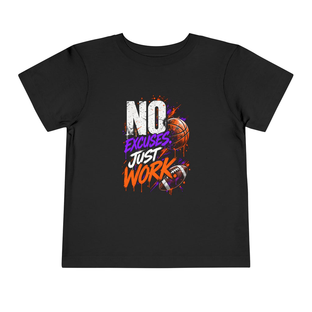 No Excuses Just Work Kids Motivational Football T-Shirt