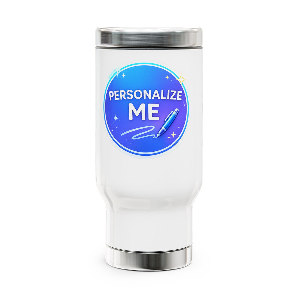 Stainless Steel Glossy Personalized Travel Mug with Handle, 14oz