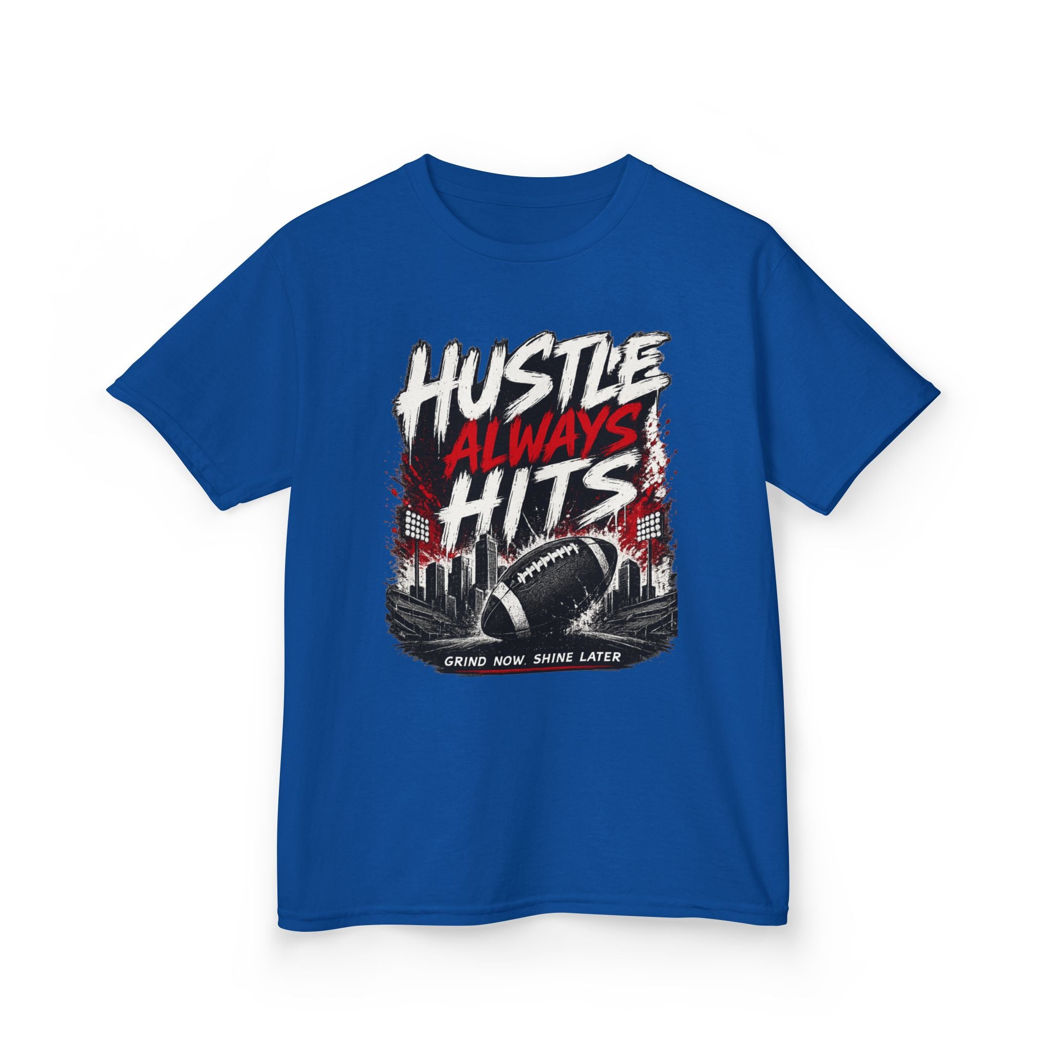 Hustle Always Hits Kids Football T-Shirt