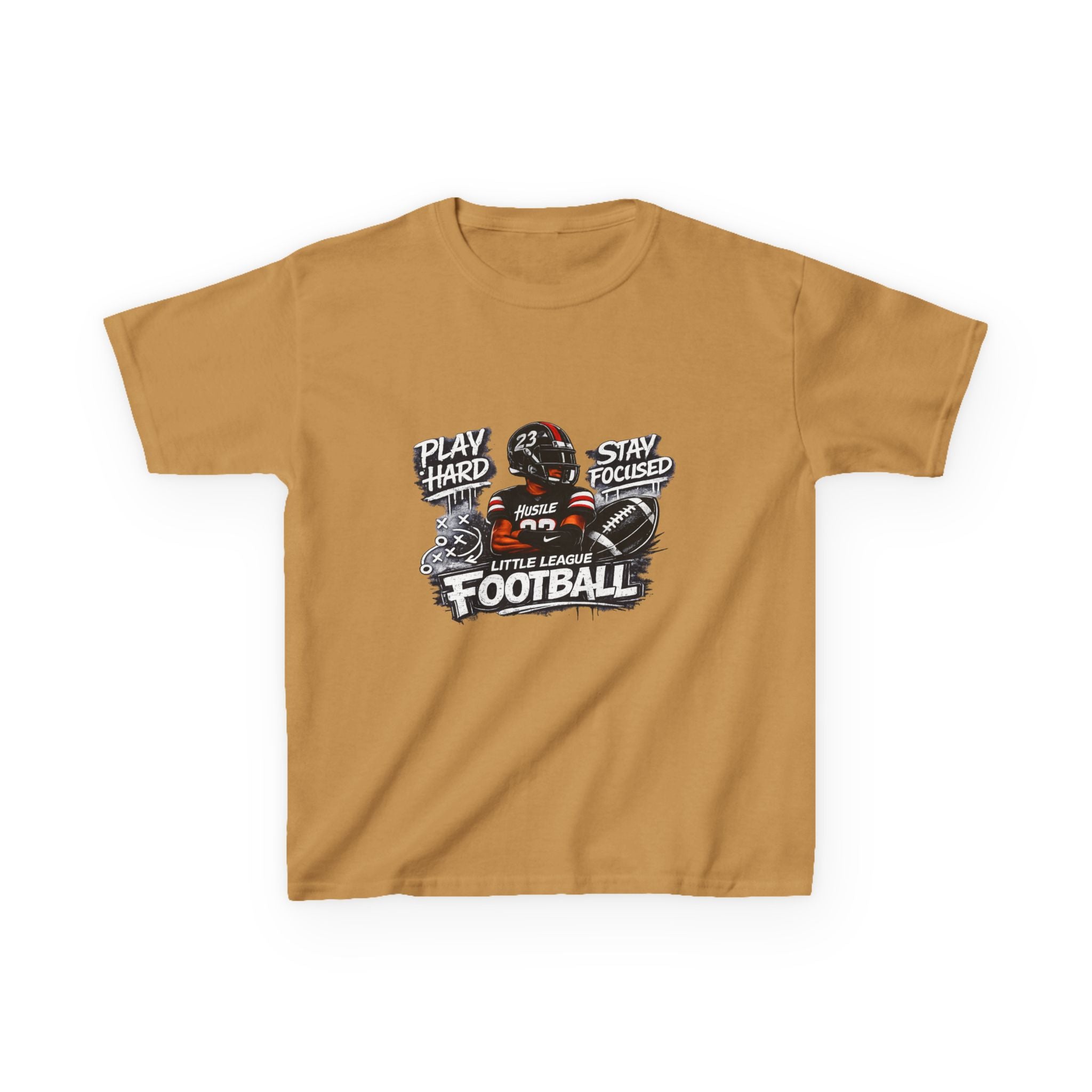 Play Hard Stay Focused Little League Football Kids T-Shirt