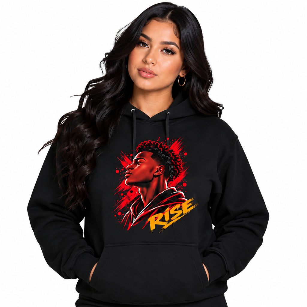 RISE Red Graphic Heavyweight Unisex Cotton Hoodie