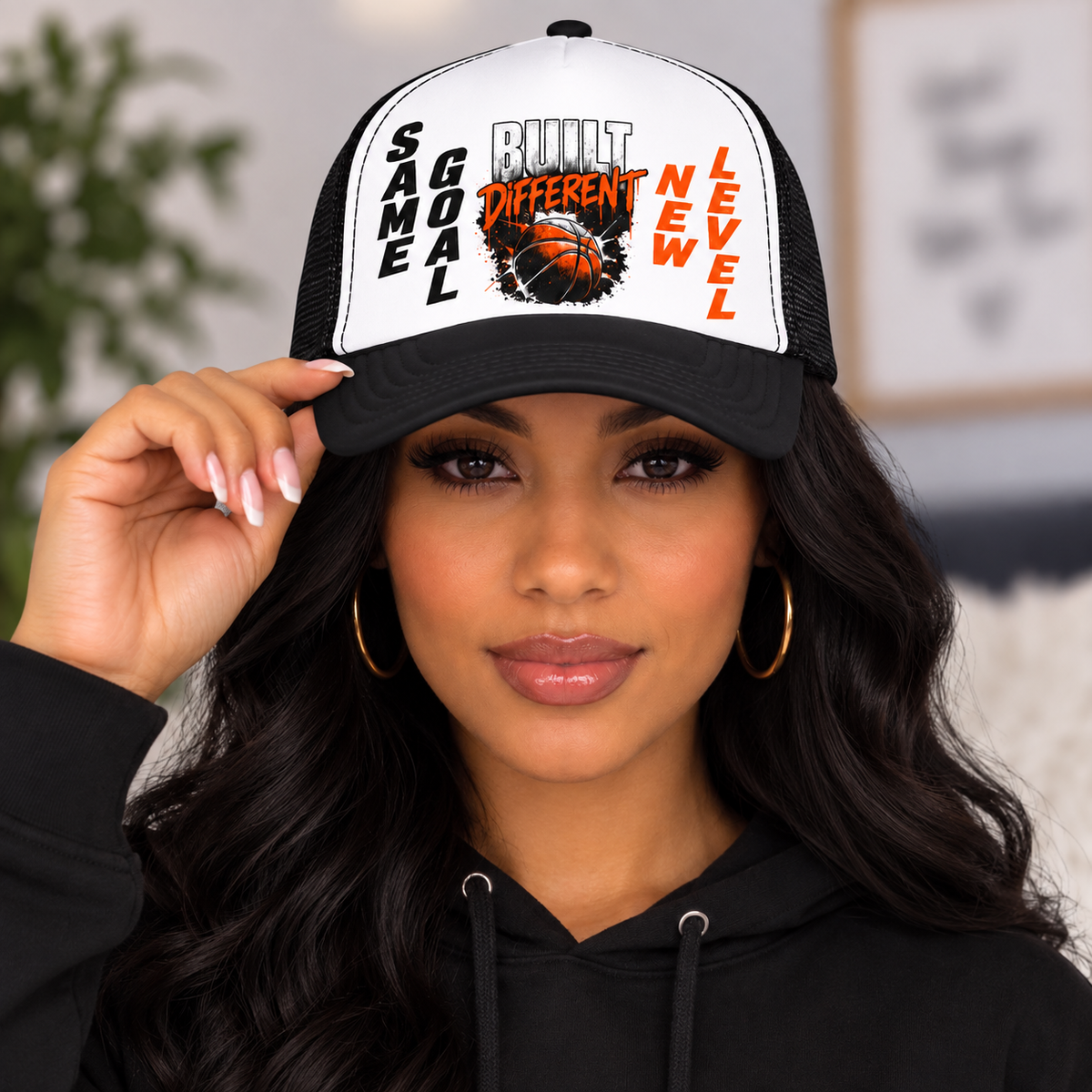 Built Different "Same Goal, New Level" Basketball Trucker Hat