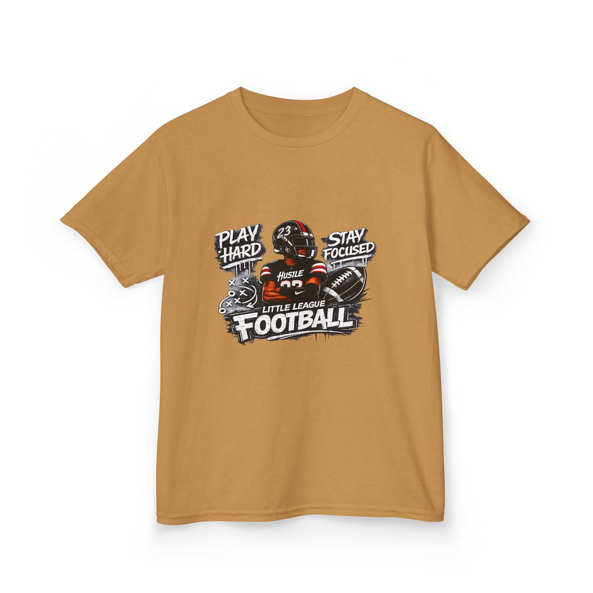 Play Hard Stay Focused Little League Football Kids T-Shirt