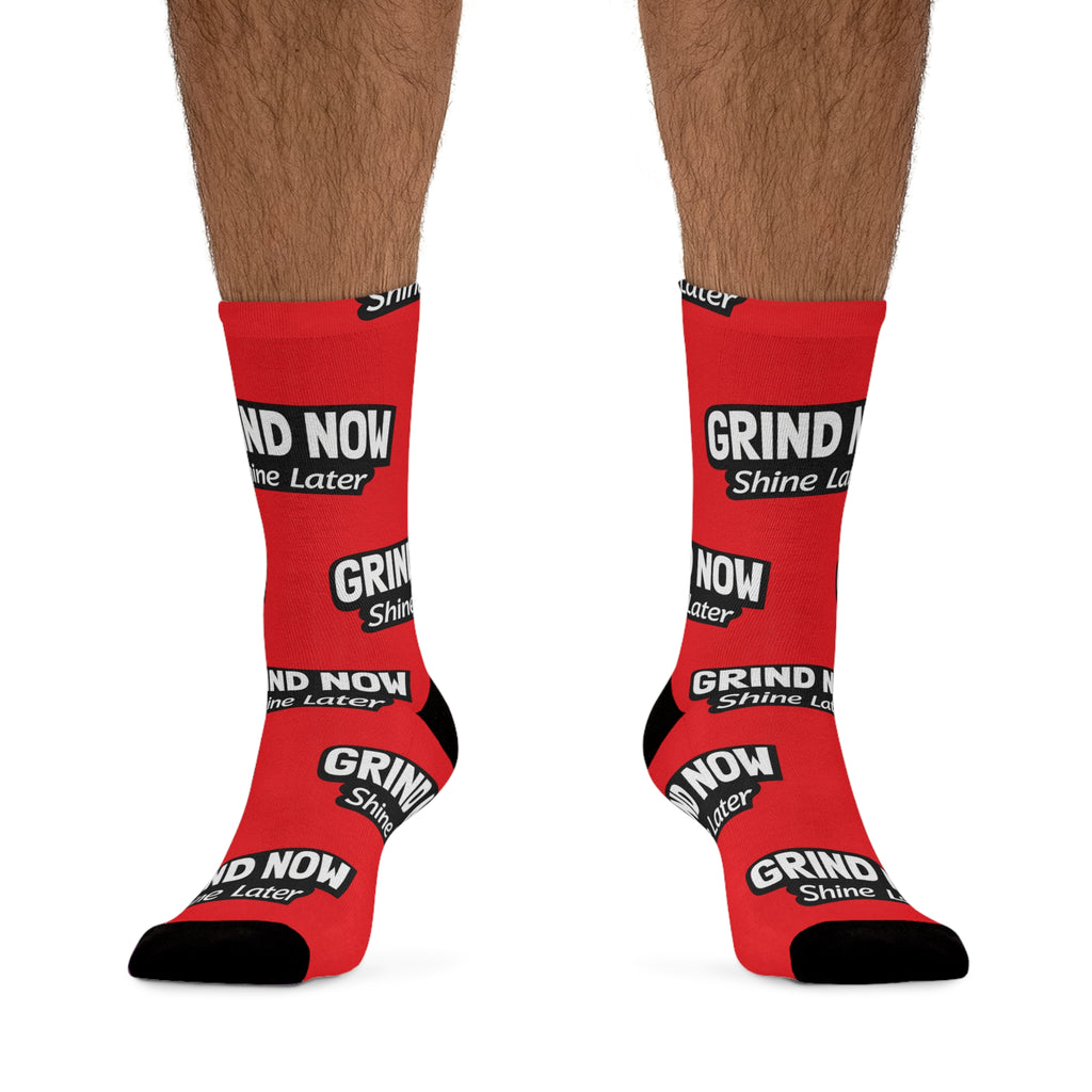 Grind Now Shine Later Unisex Red Crew Socks