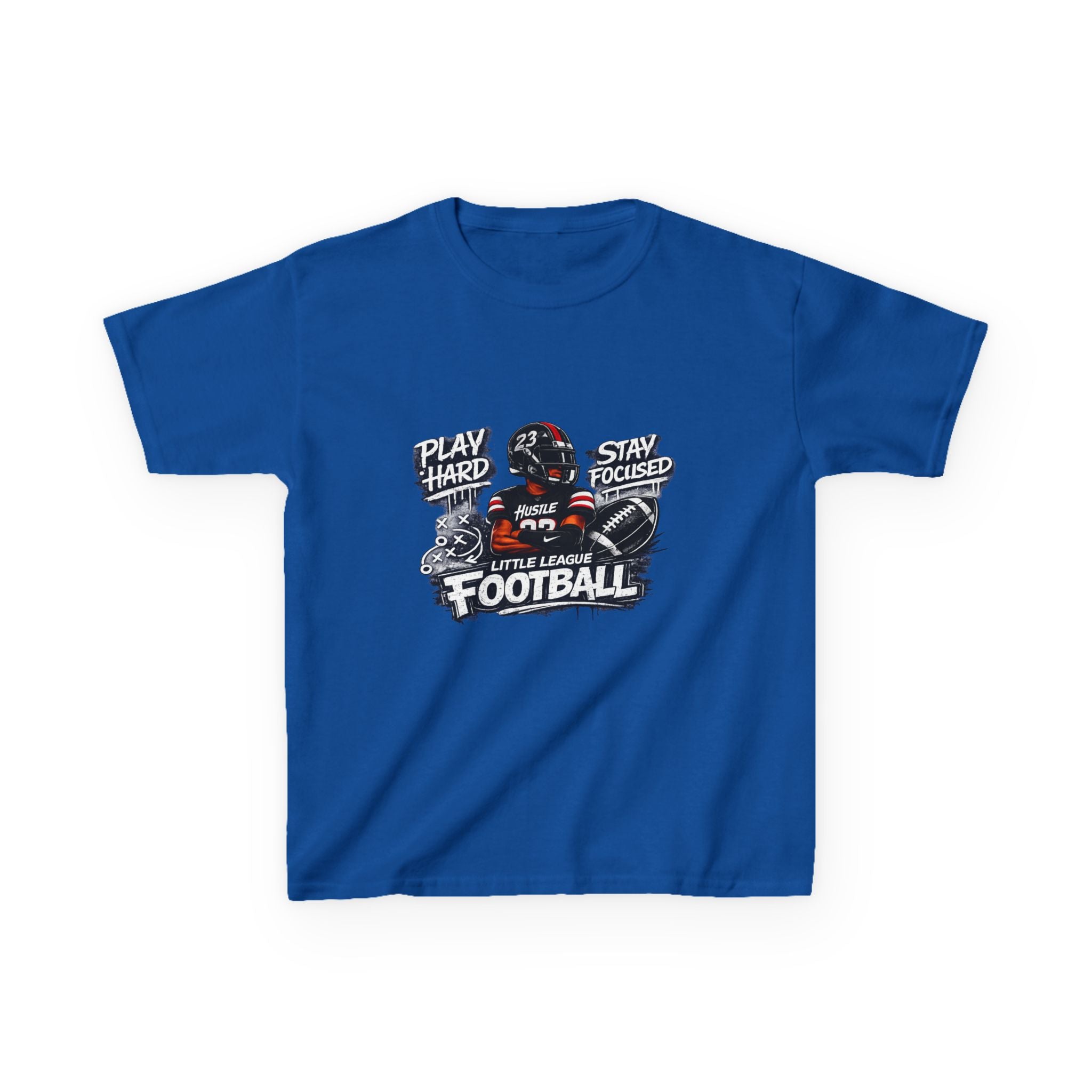 Play Hard Stay Focused Little League Football Kids T-Shirt