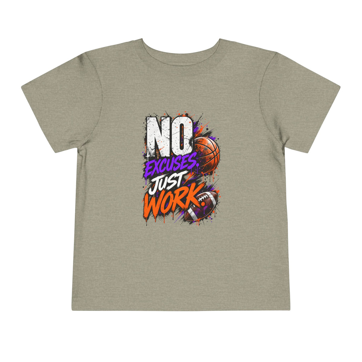 No Excuses Just Work Kids Motivational Football T-Shirt