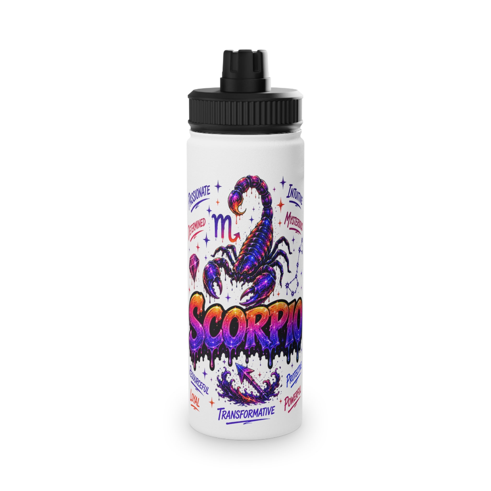 Scorpio Stainless Steel Water Bottle, Sports Lids
