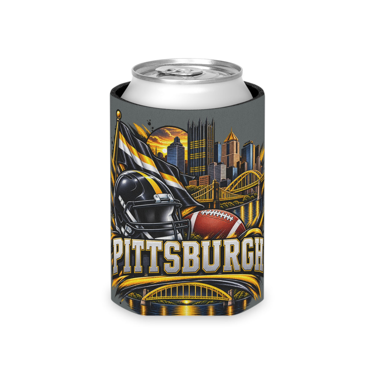 Pittsburgh Football Can Cooler Sleeve