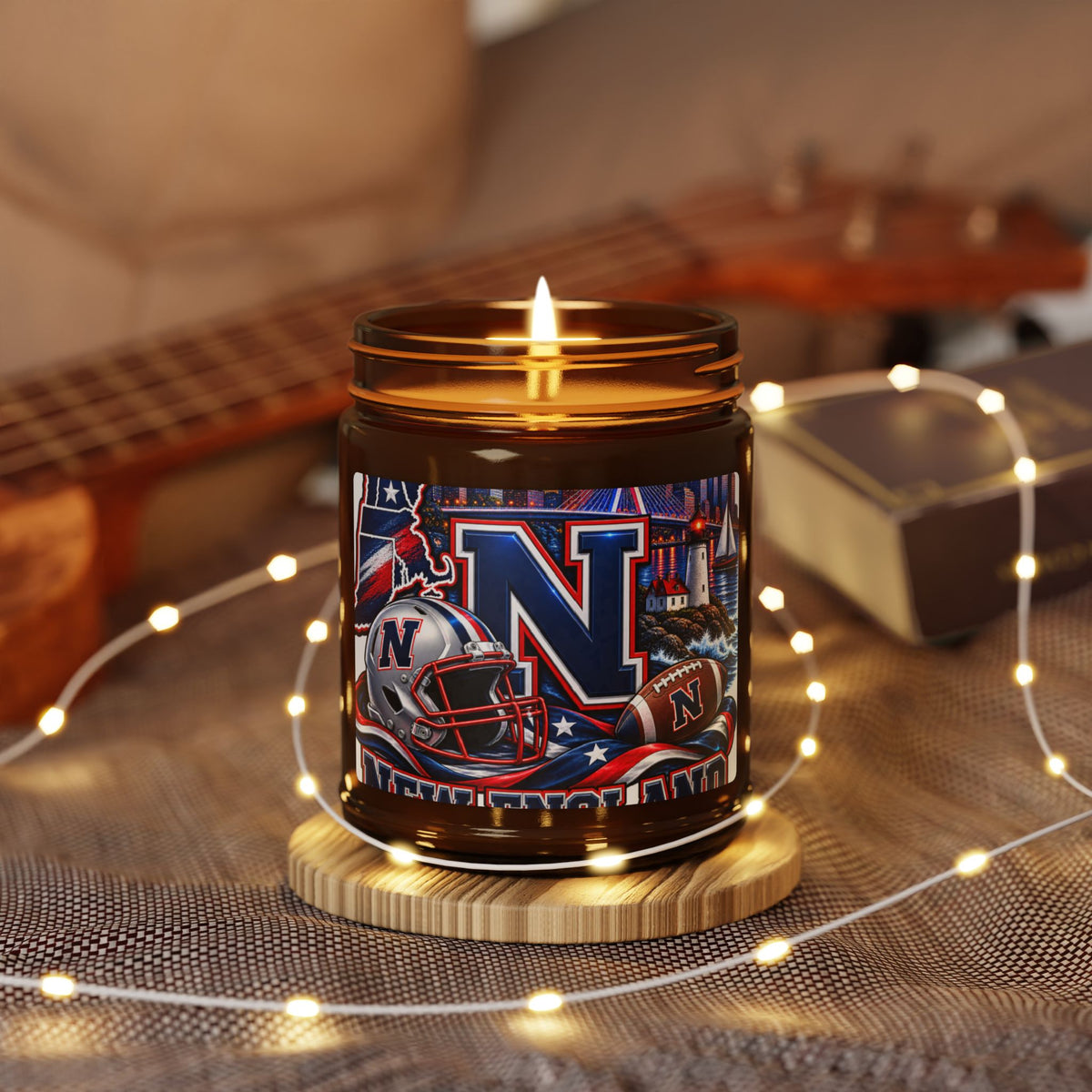New England Football Soy Candle (Amber Jar)