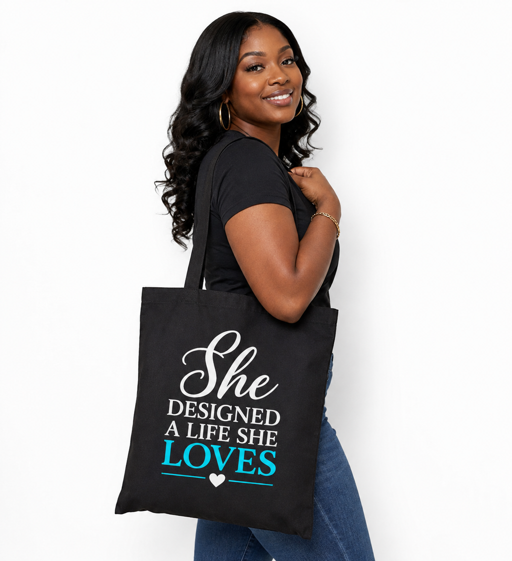 She Designed a Life She Loves Canvas Tote Bag