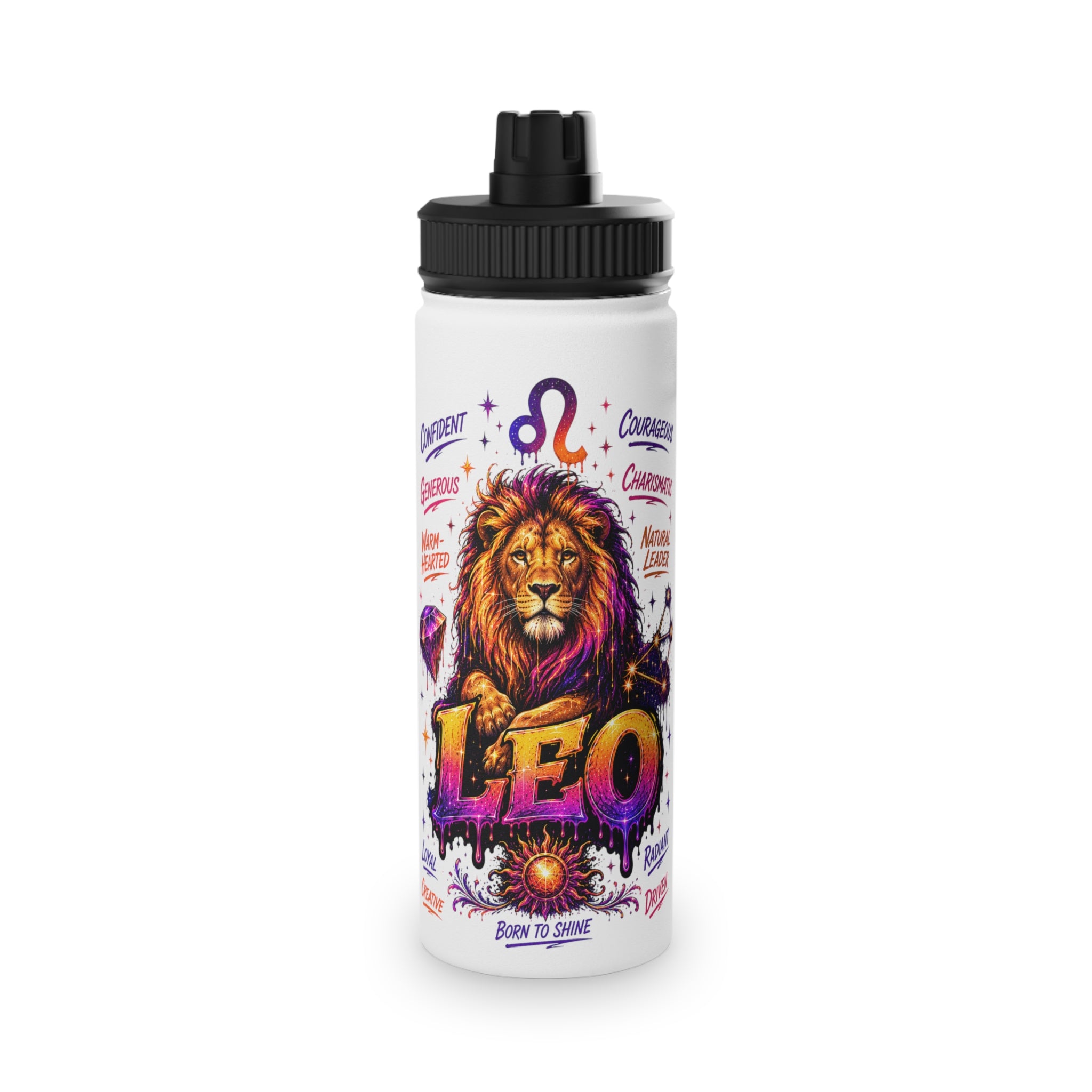 Leo Stainless Steel Water Bottle, Sports Lid