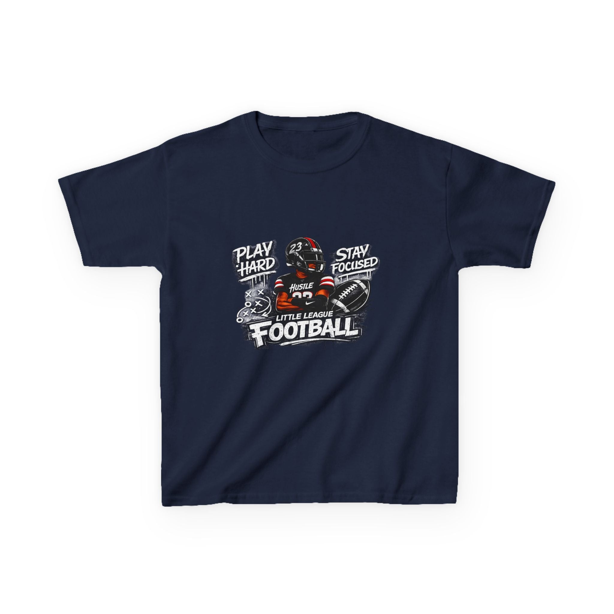 Play Hard Stay Focused Little League Football Kids T-Shirt