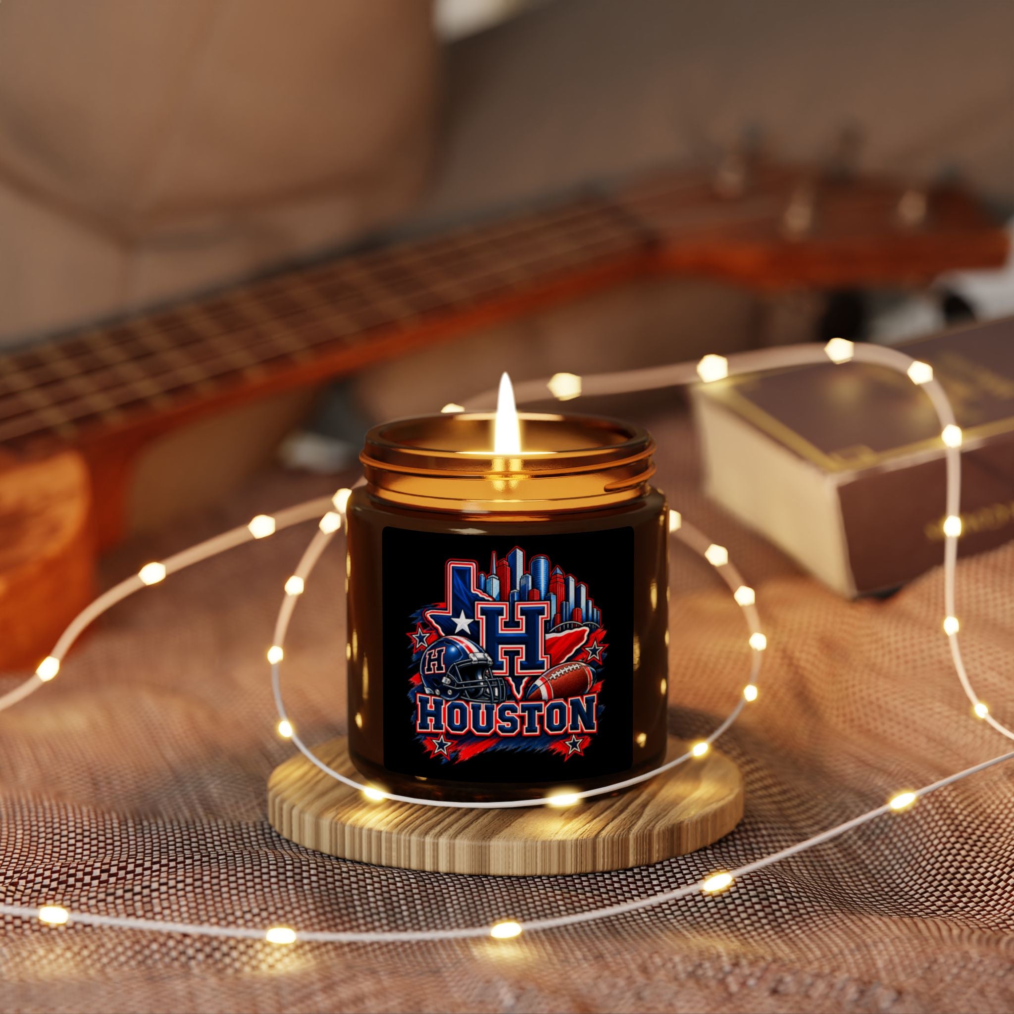 Houston Football Soy Candle (4oz, Amber Jar)