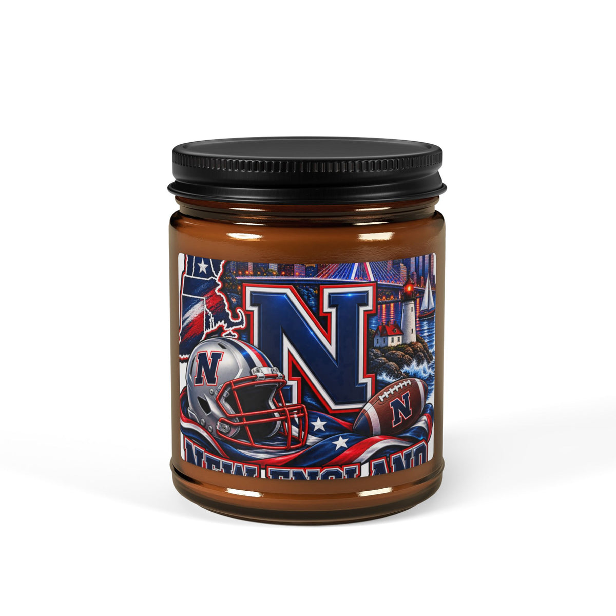 New England Football Soy Candle (Amber Jar)