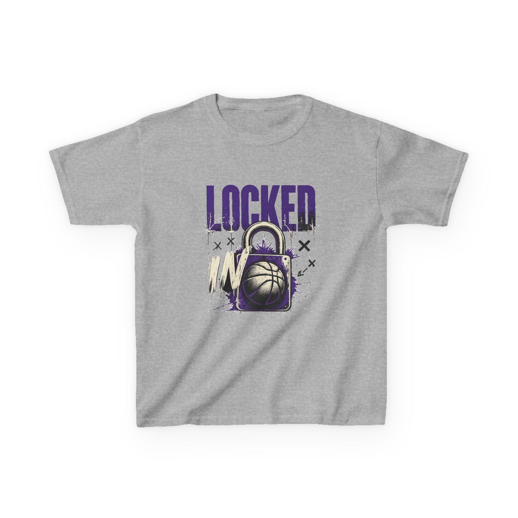 Locked In Basketball Kids Heavy Cotton T-Shirt