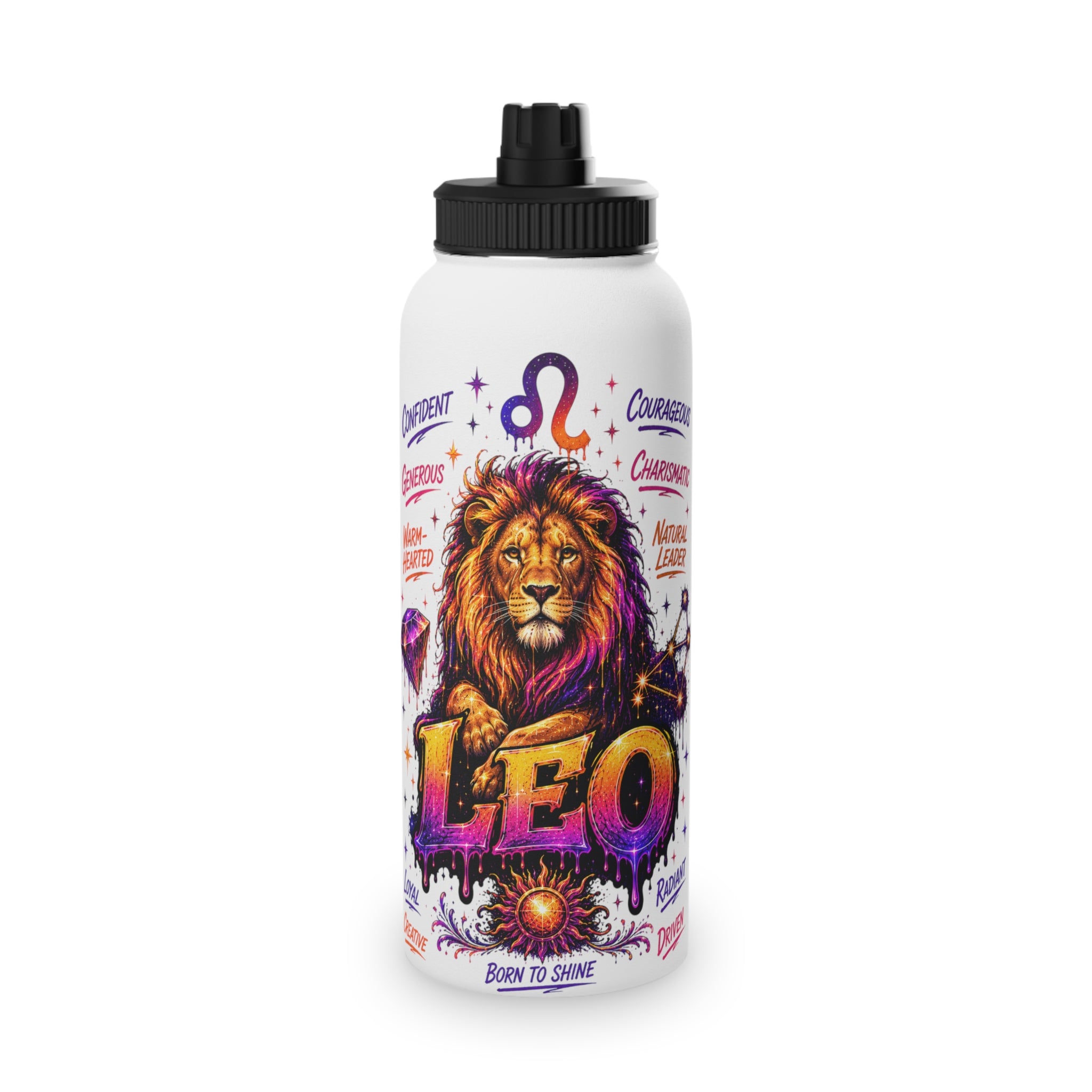 Leo Stainless Steel Water Bottle, Sports Lid