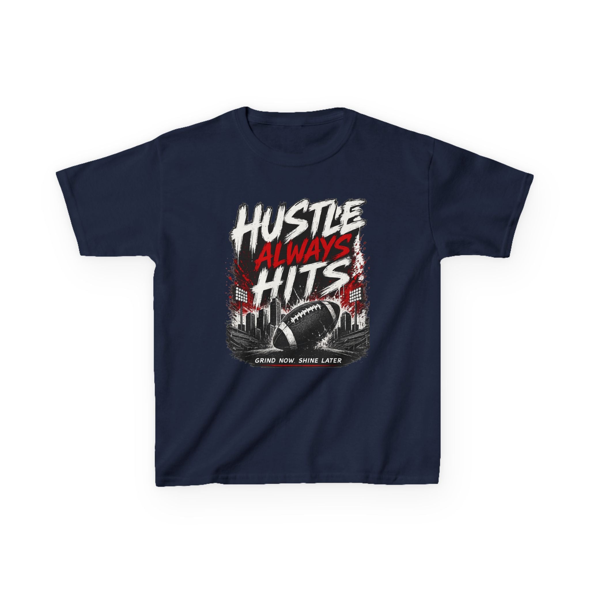 Hustle Always Hits Kids Football T-Shirt