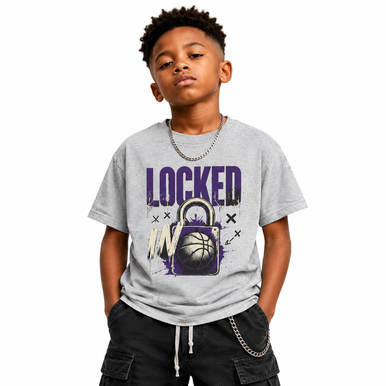 Locked In Basketball Kids Heavy Cotton T-Shirt