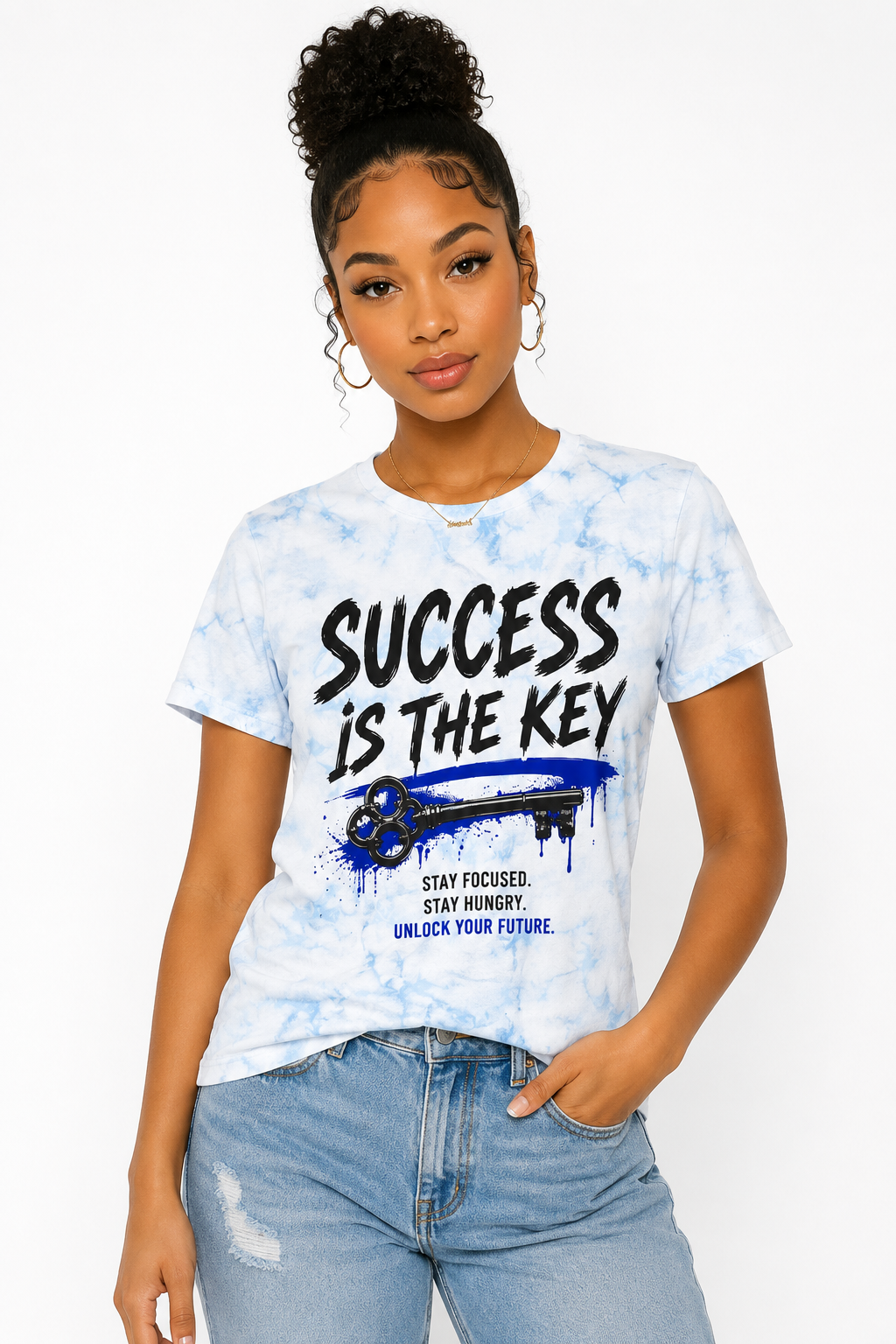 Success Is the Key women 
 Fashion Tie-Dyed T-Shirt