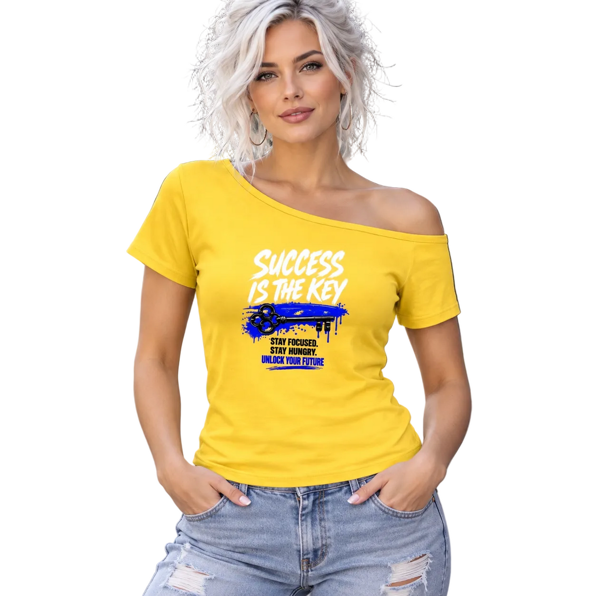 Success Is the Key Women’s Off-the-Shoulder T-Shirt