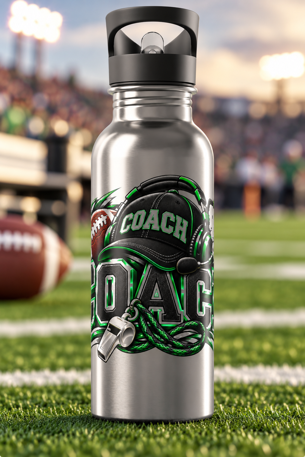 Coach 20 oz Stainless Steel Straw Bottle –Green